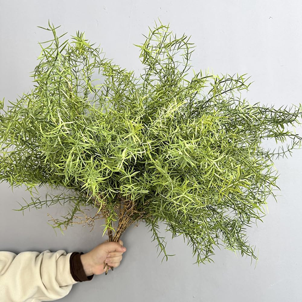 2Pcs Faux Asparagus Fern Bush 26In Large Artificial Radix Asparagi Fern Greenery Plants Home Decor Kitchen Garden Patio Balcony Decor | Amazon (US)