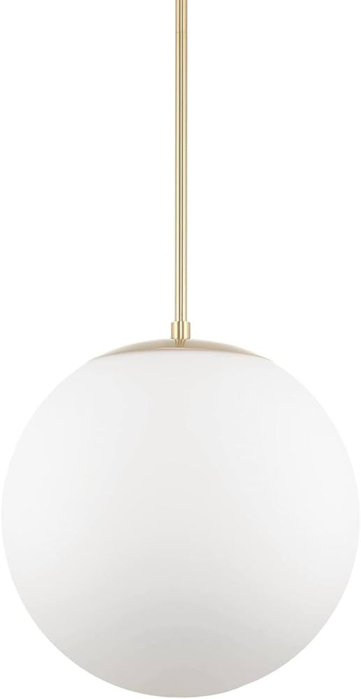 Kira Home Ceres 14" Mid-Century Modern Hanging Orb Pendant Light with Smooth Matte White Frosted ... | Amazon (US)