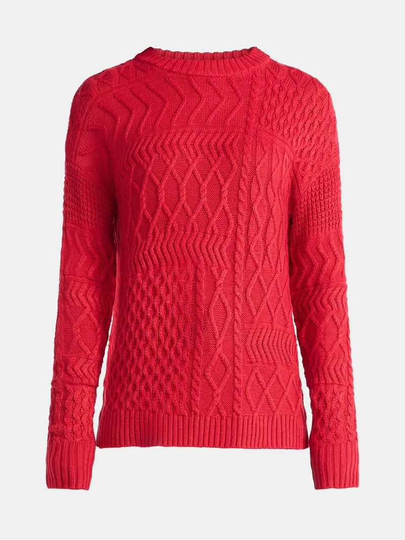 Time and Tru Women’s and Women’s Plus Mixed Stitch Sweater, Midweight, Sizes XS-4X | Walmart (US)