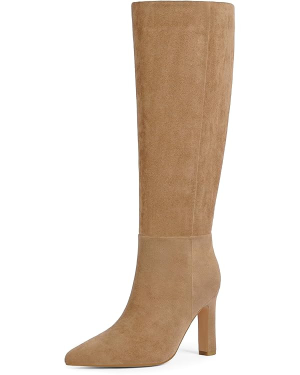 Women Knee High Boots Pointed Toe Block High Heels Long Boots for Women Chunky Knee High Tall Boo... | Amazon (US)