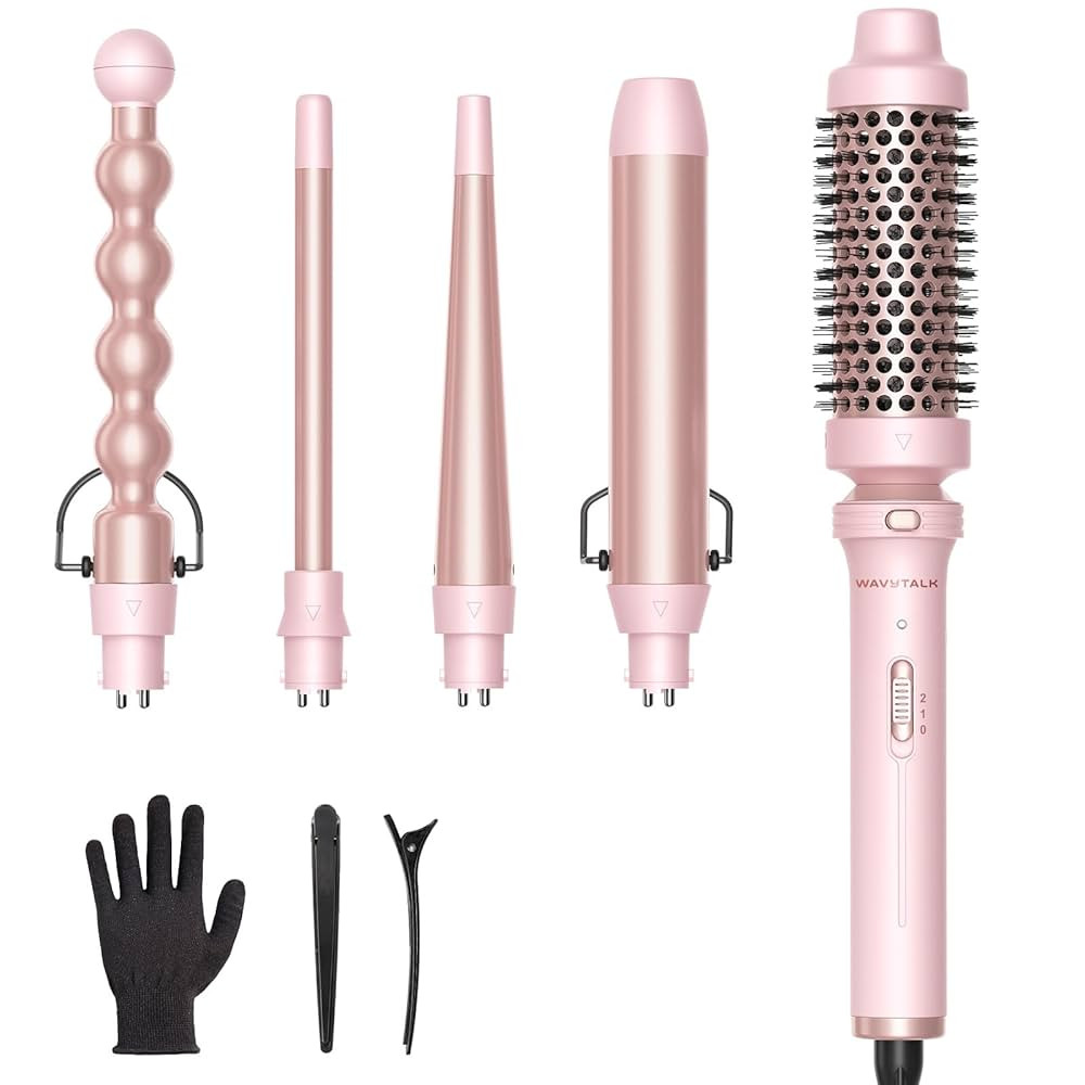 Wavytalk 5 in 1 Curling Iron,Curling Wand Set with Curling Brush and 4 Interchangeable Ceramic Cu... | Amazon (US)