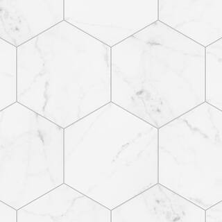 Merola Tile Classico Carrara Hexagon 7 in. x 8 in. Porcelain Floor and Wall Tile (7.5 sq. ft./Cas... | The Home Depot