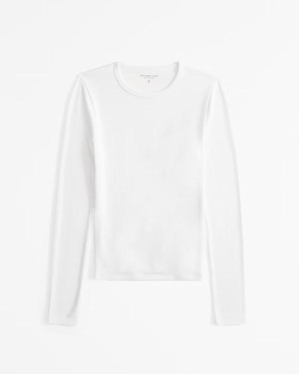 Long-Sleeve Luxe Cozy Tuckable Lounge Crew Top | Abercrombie & Fitch (US)
