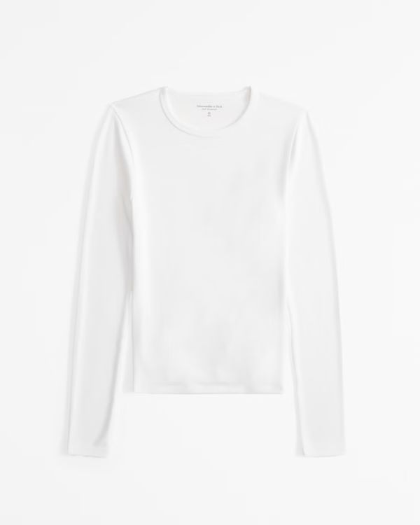 Long-Sleeve Luxe Cozy Tuckable Lounge Crew Top | Abercrombie & Fitch (US)