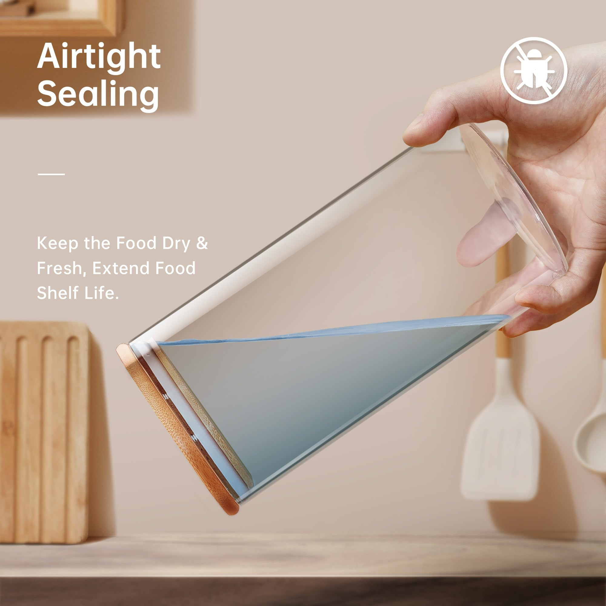 32oz - 4 Pack Glass Jars with Bamboo Lids, Glass Pantry Storage Containers with Airtight Lids, Ro... | Amazon (US)