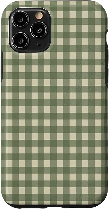 Sage Green Gingham Check Pattern Farmhouse Style Case for iPhone 11 Pro | Amazon (US)