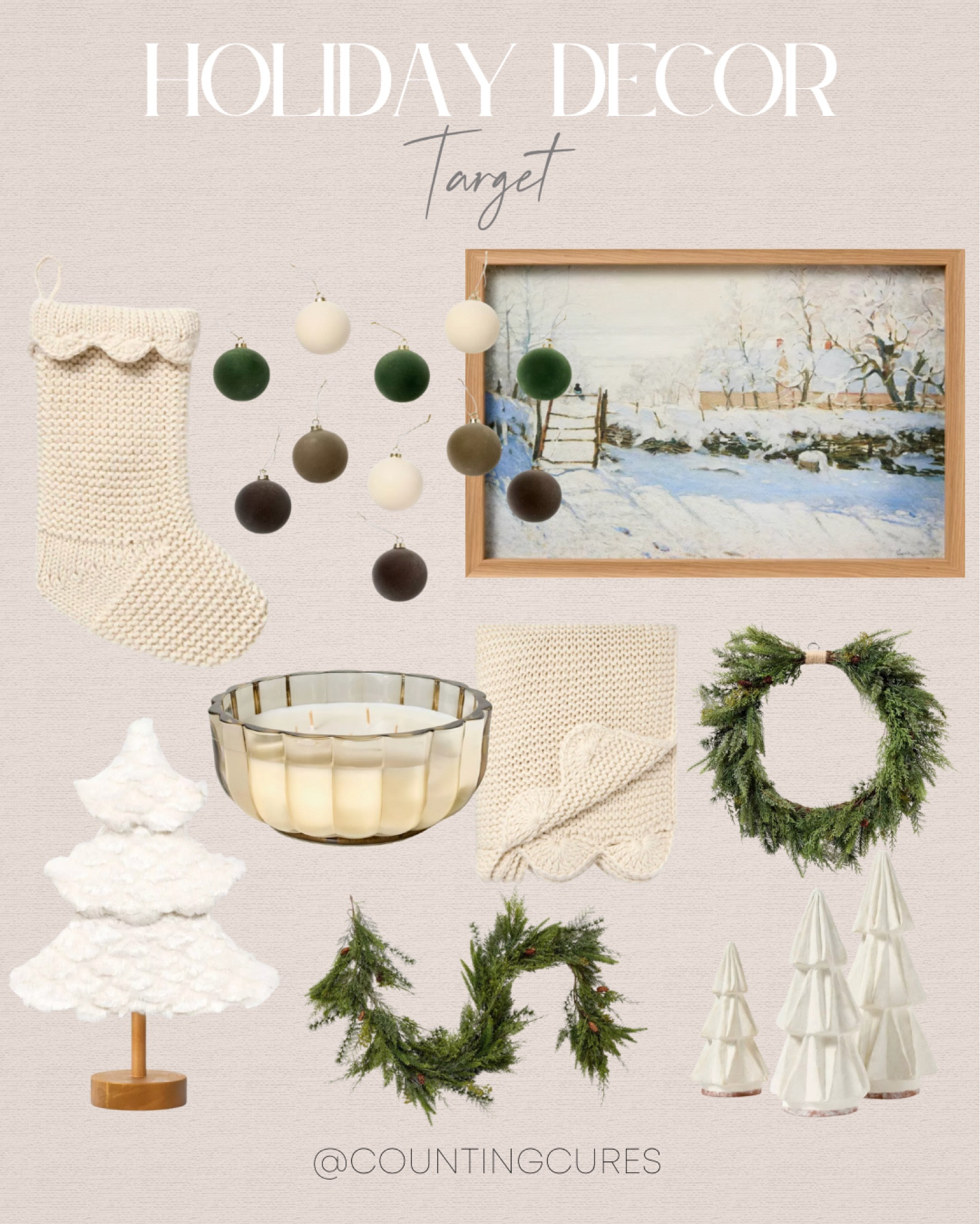 Make your home feel like a winter wonderland with these holiday decorations from Target: a cozy knitted stocking, Christmas ornaments, holiday wreath, candles, and more!
#decorinspo #entryway #livingroommusthaves #affordablefinds

#LTKStyleTip #LTKSeasonal #LTKHome