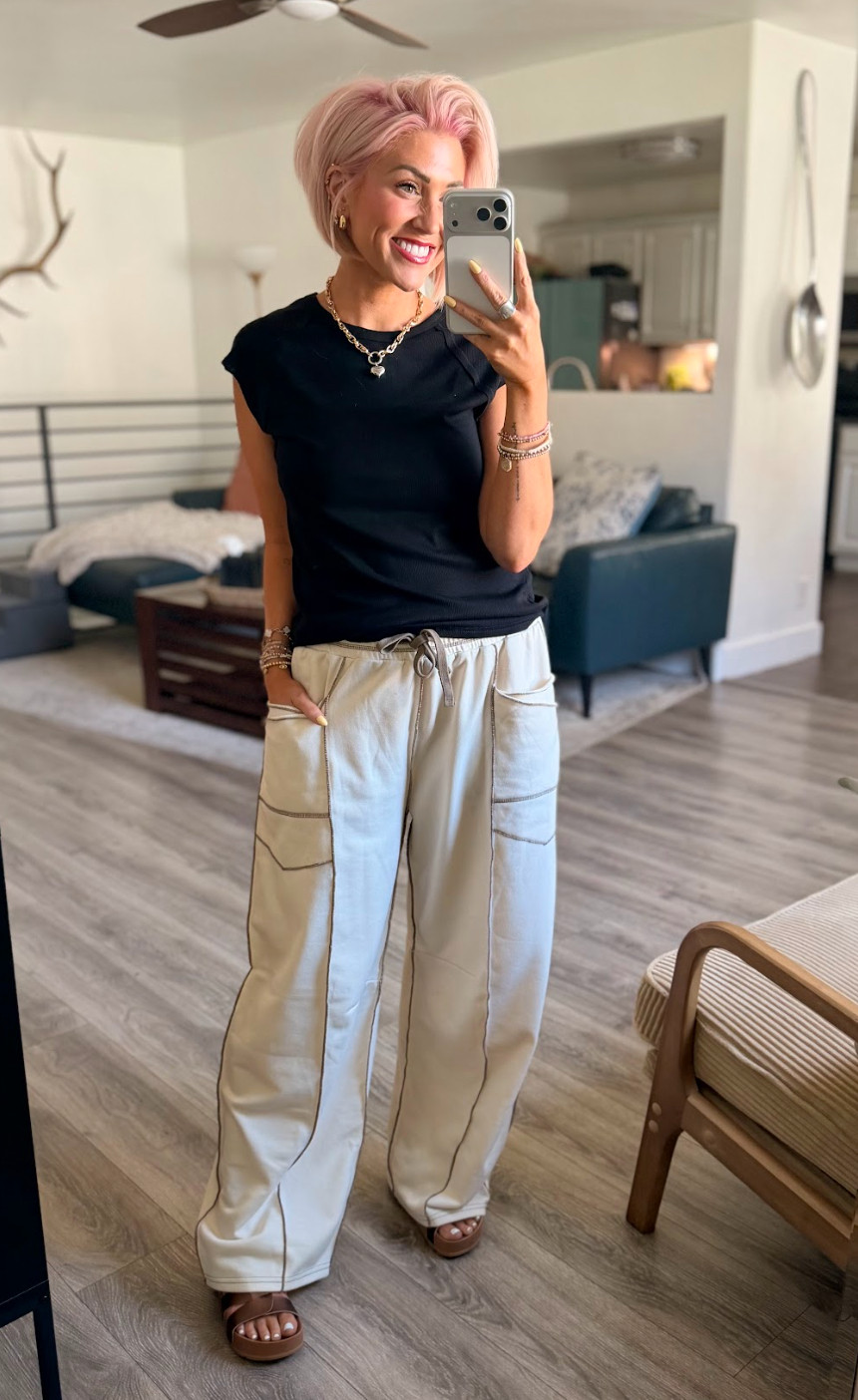 This look will be a staple this spring! Pants: Medium // Top: Medium // Sandals: TTS 

 #LTKootd #LTKOver40 #LTKSaleAlert