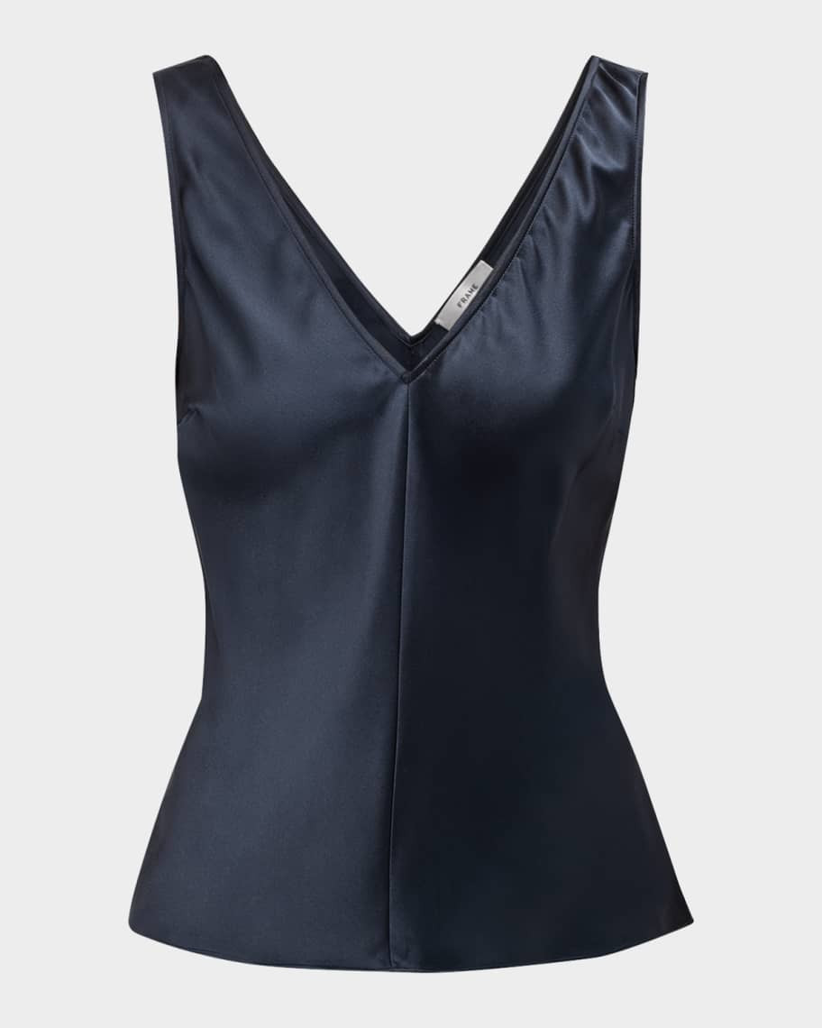 FRAME Savannah Silk V-Neck Tank Top | Neiman Marcus