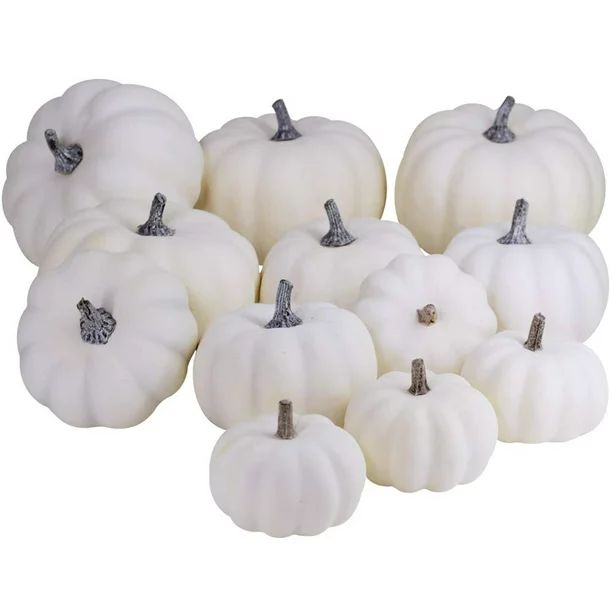 COUTEXYI 12 Pack Halloween White Plastic Artificial Pumpkins for Decor DIY - Walmart.com | Walmart (US)