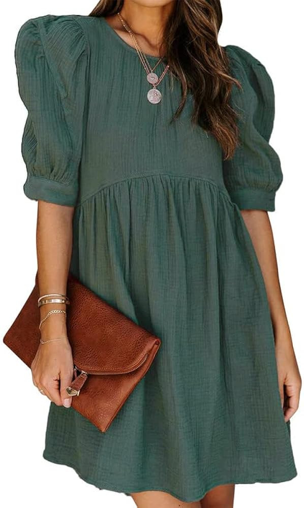 Dokotoo Womens Summer Spring V Neck Ruffle Chiffon Elegant Empire Waist Mini Short Swing Skater D... | Amazon (US)