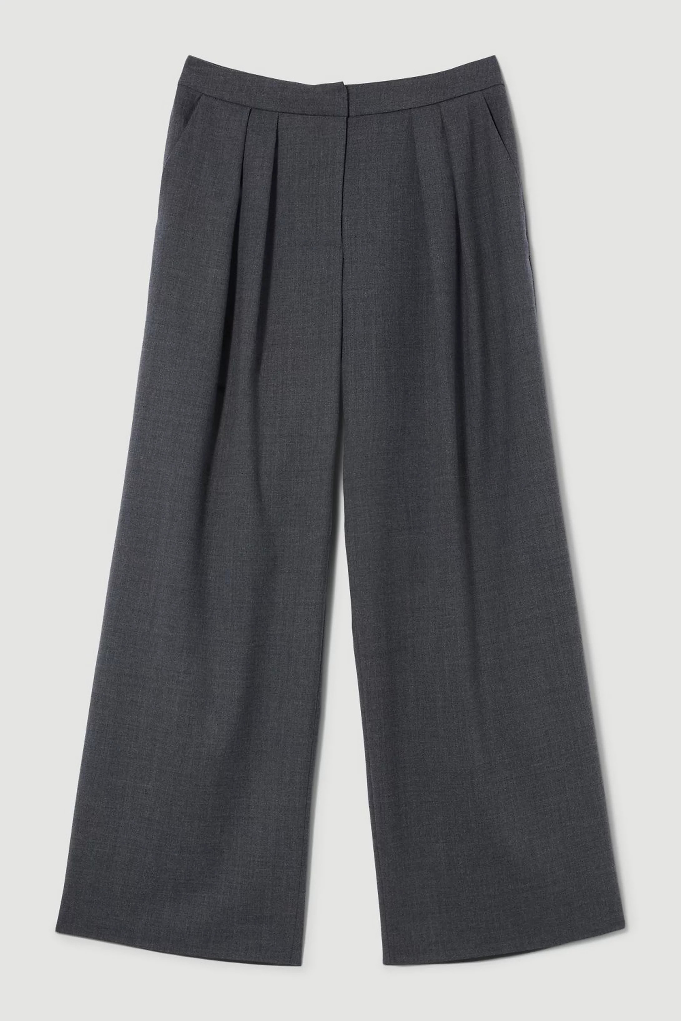 Premium Wool Flannel Pleat Detail Trouser | Karen Millen UK + IE + DE + NL