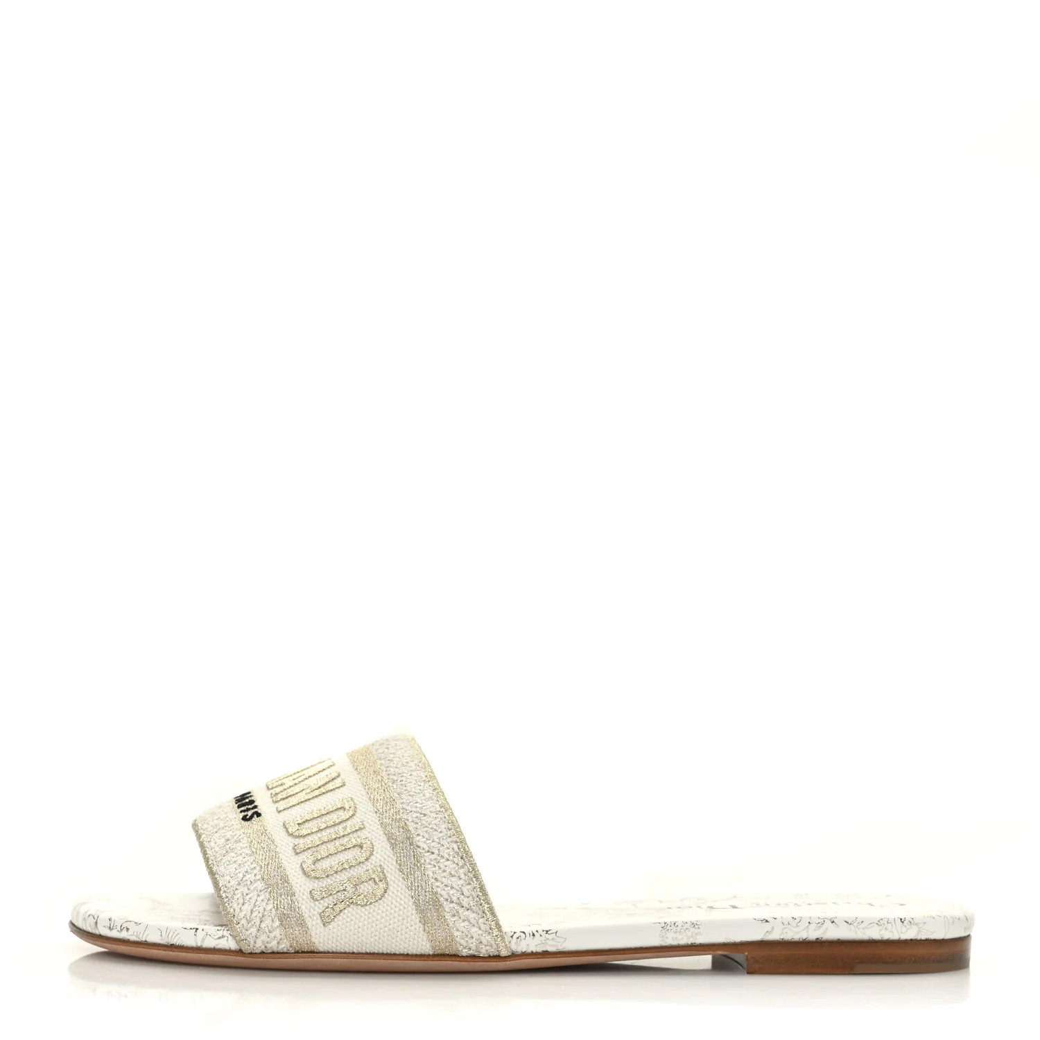CHRISTIAN DIOR Metallic Canvas Embroidered Dway Mules Slide Sandals 36 Gold | FASHIONPHILE (US)