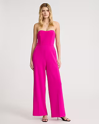 Strapless Sweetheart Neckline Wide Leg Jumpsuit | Express