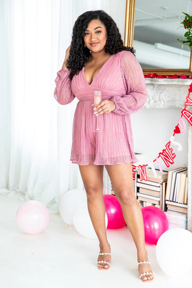 Sweet Nothings Mauve Metallic Romper | Pink Lily