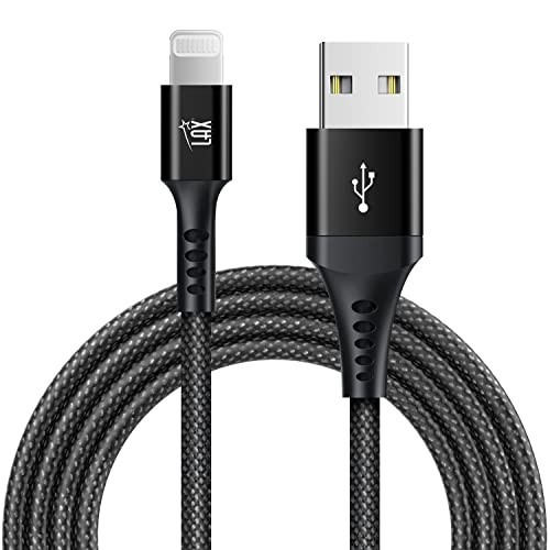 LAX Gadgets USB A to Lightning Cable - Apple MFi Certified Durable Braided Nylon Lightning Cable - Fast Charging Cable for All Apple Products Including iPhone, iPad, iPod (10 Ft, Black) | Amazon (US)
