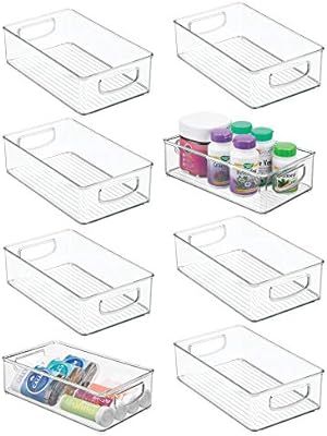 mDesign Stackable Plastic Storage Organizer Container Bin with Handles for Bathroom - Holds Vitam... | Amazon (US)