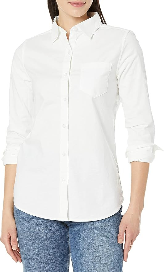 Amazon Essentials Women's Long Sleeve Button Down Stretch Oxford Shirt (Available in Plus Size) | Amazon (US)