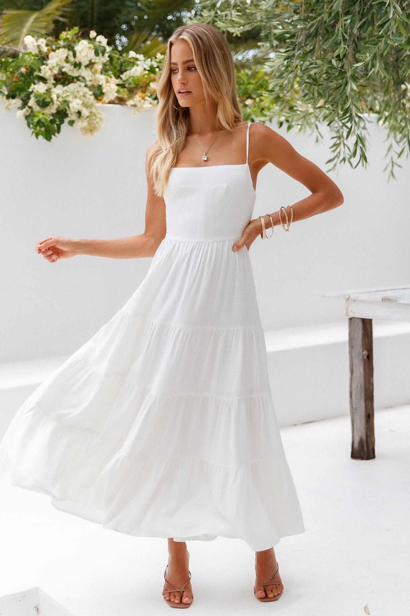 Train Into Town Midi Dress White | Hello Molly (AU)