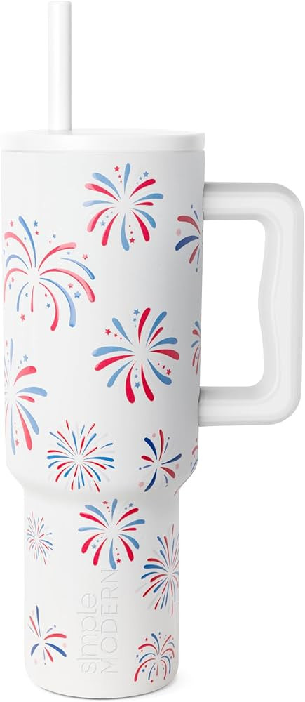 Simple Modern 40 oz Tumbler with Handle and Straw Lid | 4th of July Insulated Reusable Stainless ... | Amazon (US)