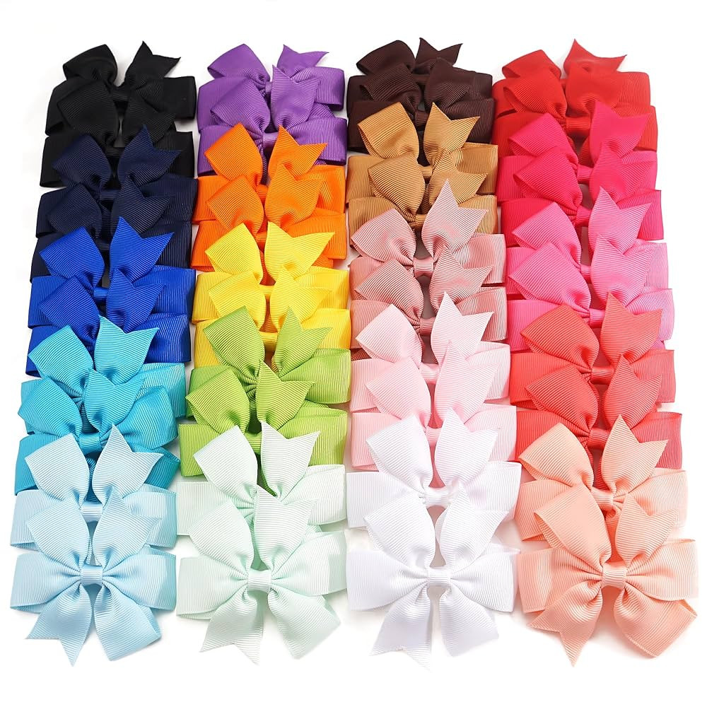 CÉLLOT 40Pcs 3 Inch Boutique Grosgrain Ribbon Pinwheel Hair Bows Alligator Clips For Girls Toddl... | Amazon (US)