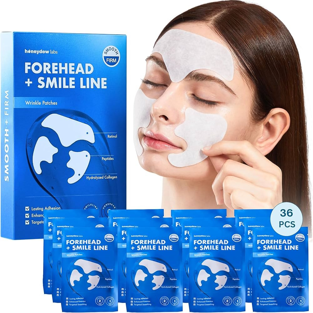 Wrinkle Patches for Forehead and Smile Line Patches 36 PCS with Hyaluronic Acid, Collagen, Peptid... | Amazon (US)