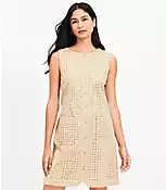 Eyelet Button Mini Pocket Dress | LOFT