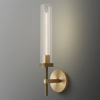 YUYI 19 in. 1-Light Gold Wall Sconce, Modern Wall Light with Glass Tube for Living Room, Dining R... | The Home Depot