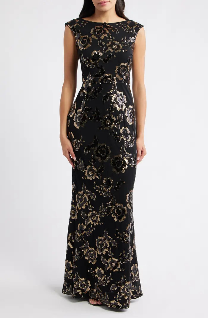 Eliza J Sequin Cap Sleeve Mermaid Gown | Nordstrom | Nordstrom