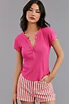 Pilcro Ribbed Henley Tee | Anthropologie (US)