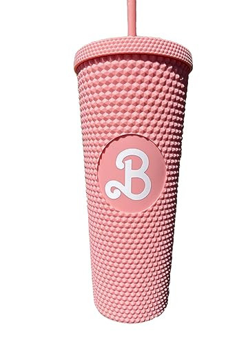CAKEASY Pink Studded Tumbler, Bling Bling Pink Cup, 24oz Girls Water Bottle With Straw, The Movie Merch, Travel Mug for Women and Men, Cupholder Friendly, for Home, Office, Outdoor | Amazon (US)