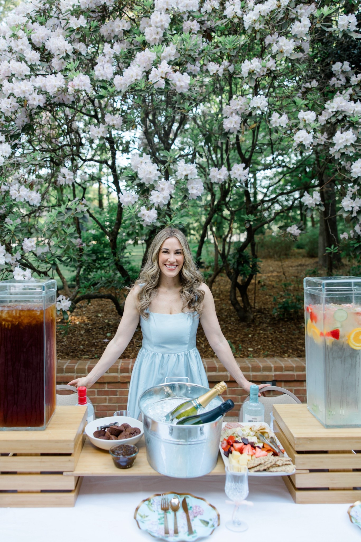 The perfect accessories to throw a garden party. Feminine floral and elevated. Size small in dress  