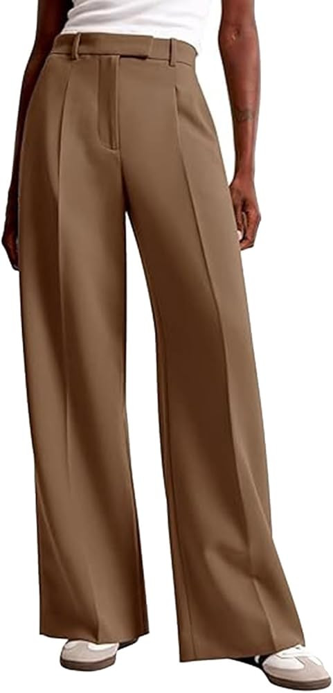 Womens Dress Pants Wide Leg Elastic Waist Work Pants High Waisted Business Casual Trousers Straig... | Amazon (US)