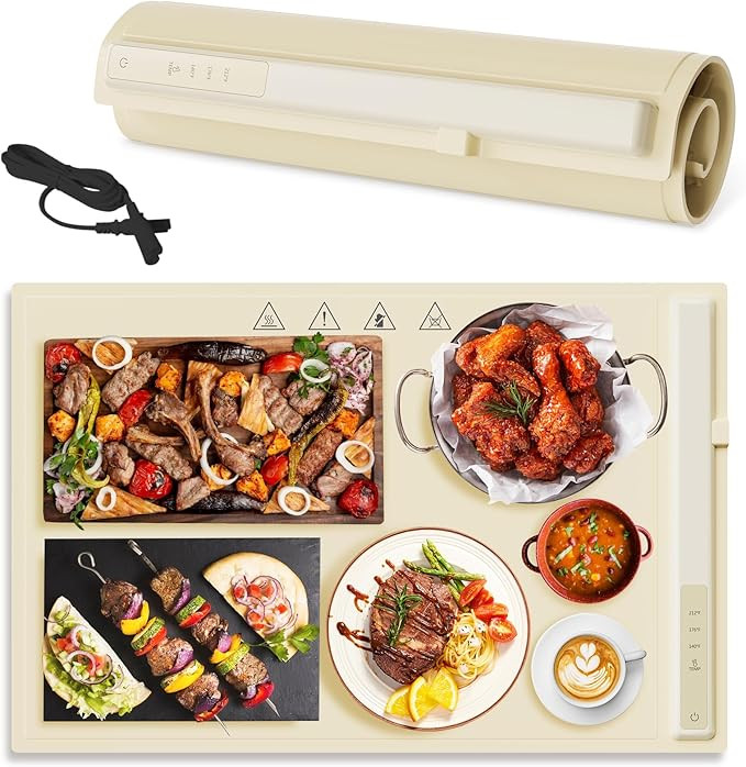 Electric Warming Tray, 3 Temperature Settings Food Warming Mat, Premium Silicone Nano-Material Wa... | Amazon (US)