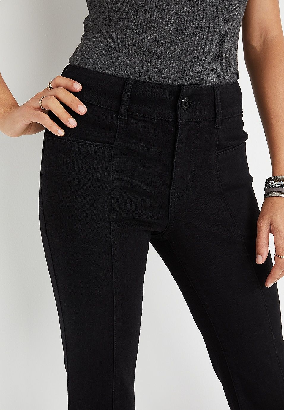 m jeans by maurices™ Black Seam Flare High Rise Jean | Maurices