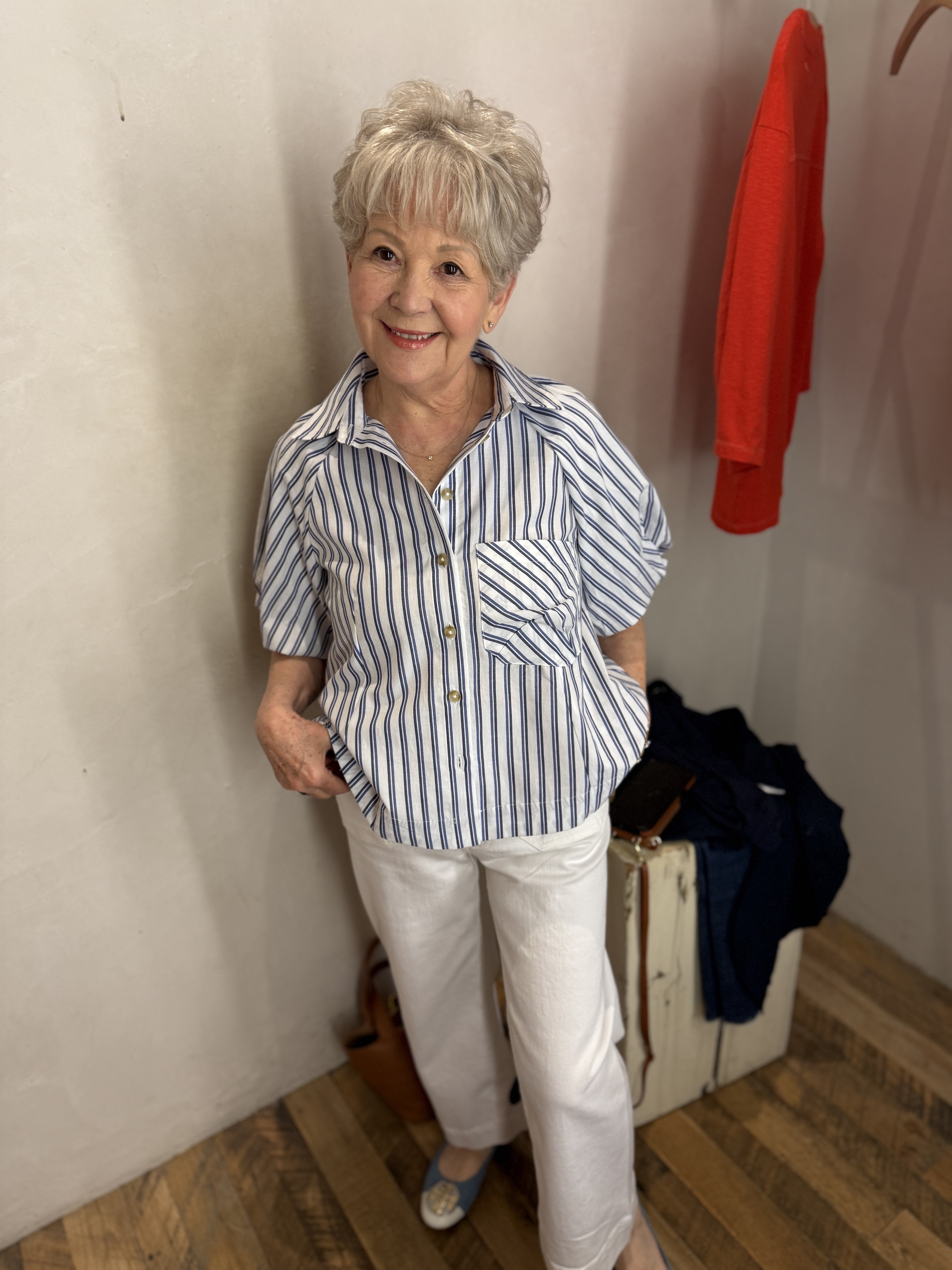 Mimi is wearing a small in the blue & white striped blouse!!! I’m obsessed with this look! 

Spring outfits, Easter outfits, white jeans, blue, and white stripes, striped blouse 

#LTKOver40 #LTKWatchNow #LTKPetite