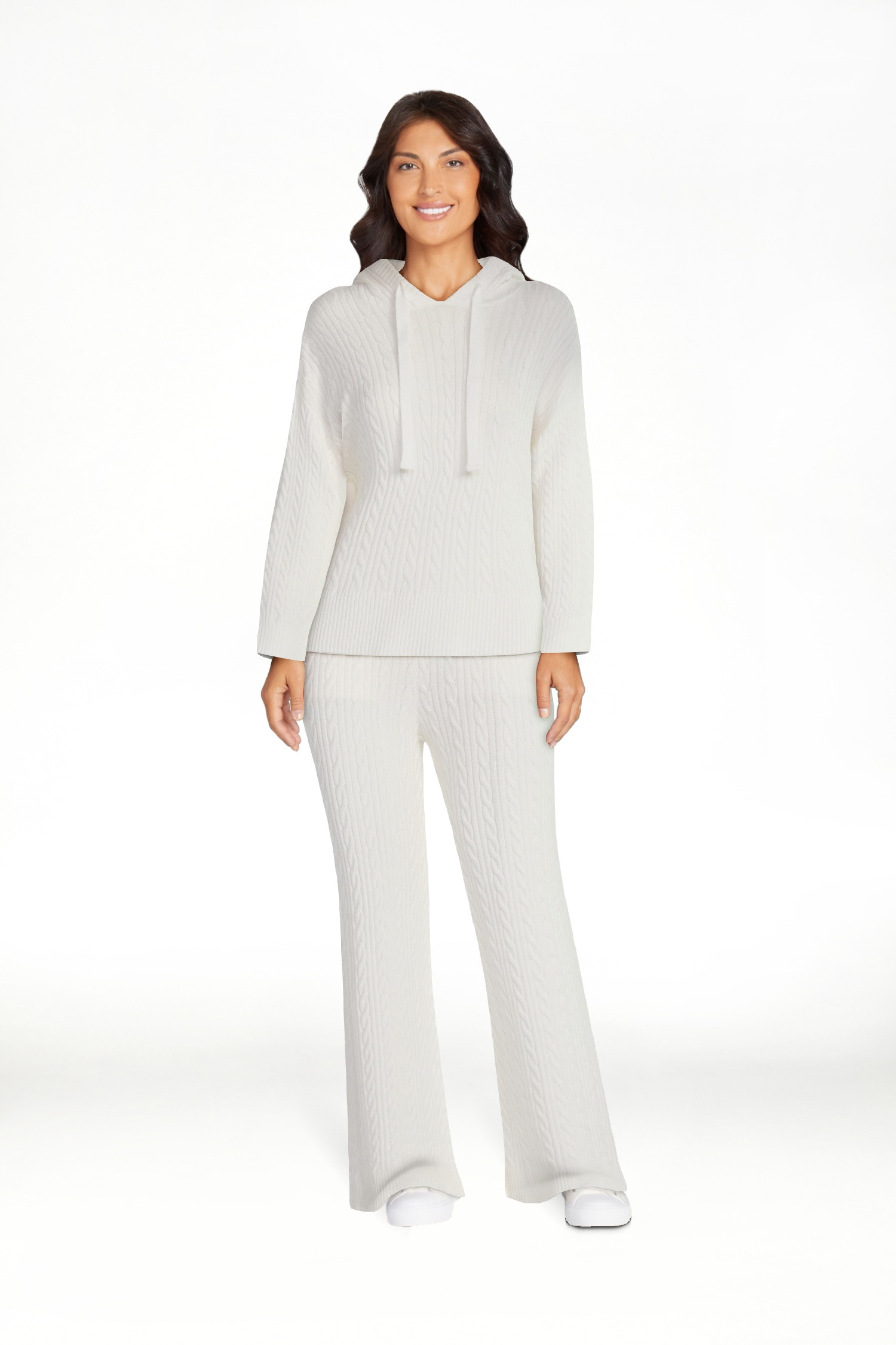 Free Assembly Women's Cozy Yarn Cable Knit Hoodie Sweater, Midweight, Size XS-XXL | Walmart (US)