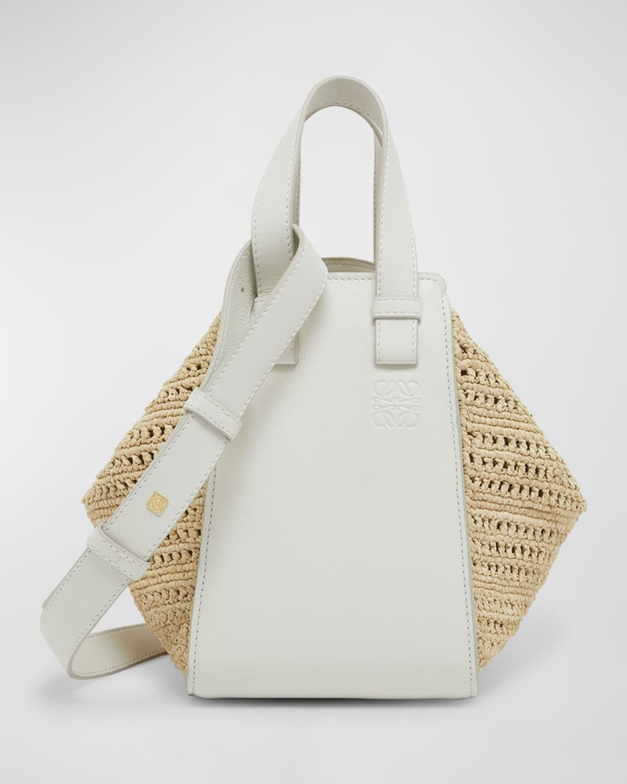 Loewe x Paula’s Ibiza Hammock Compact Top-Handle Bag in Raffia with Leather Handles | Neiman Marcus