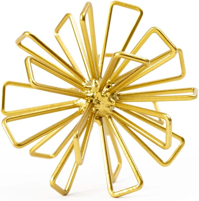 TICKCACY Metal Small Geometric Sculpture, 4.75" Gold Triangular Striking Iron Table Decoration Sp... | Amazon (US)