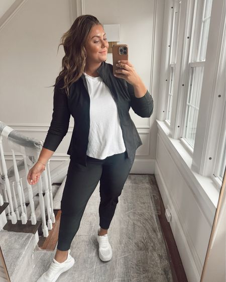 Love this casual spring outfit from @caliafitness wearing size XXL in t-shirt, XL in jacket & pants. Sized up to 3X! #caliapartner #beautyintheburn 

#LTKstyletip #LTKmidsize #LTKfitness