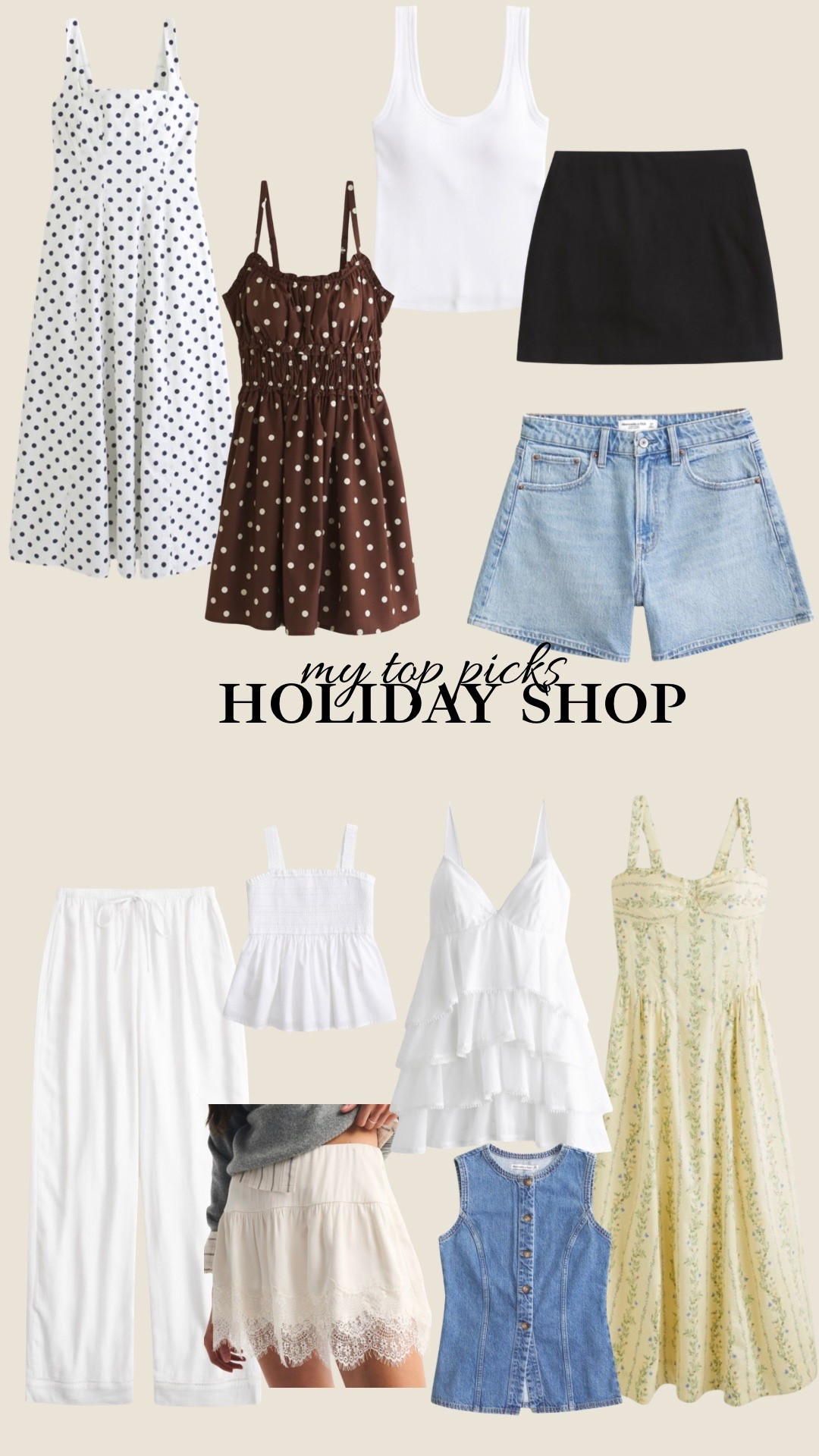 My top holiday shop picks whilst the sale is on 😍😍
Bra free tops and dresses - M
Denim shorts - 31R
Regular tops, dresses and everything else - L