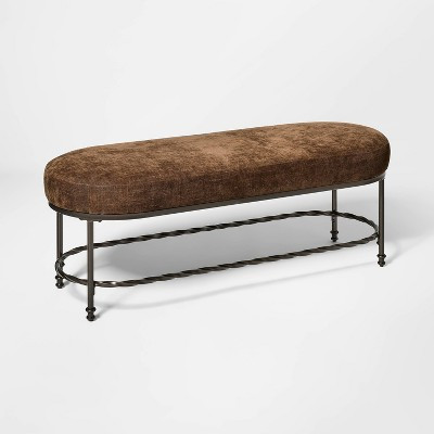 48" Twisted Metal Upholstered Bench Chocolate Brown - Threshold designed with Studio McGee™ | Target