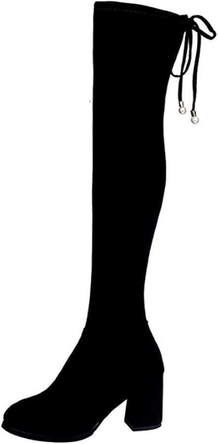 Yiozoi Women's Thick Heel Thigh Girl's Long Over Knee Stretch Boots | Amazon (US)
