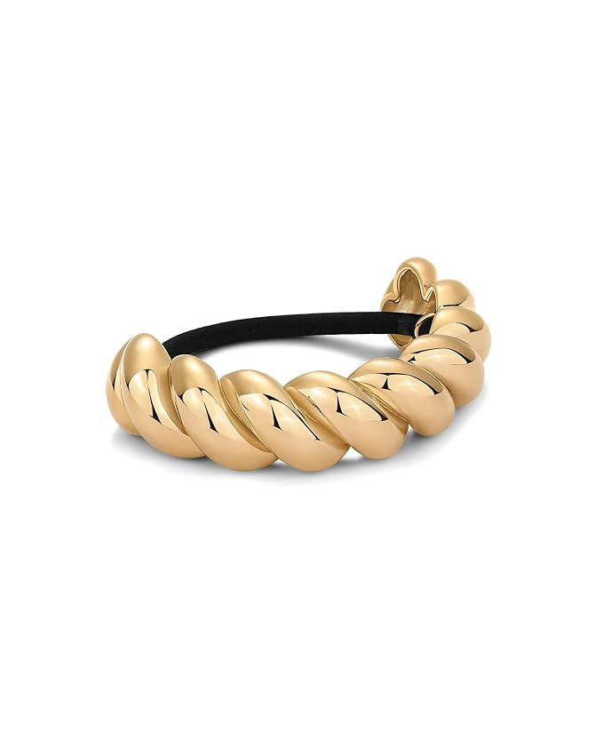 PAVOI 14K Yellow Gold Plated Waterproof Chunky Croissant Metal Hair Cuff for Women - Stainless St... | Amazon (US)