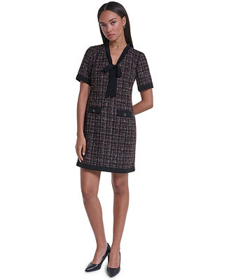 Women's Tweed A-Line V-Neck Dress | Macy's