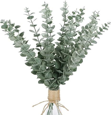 FUNARTY 15pcs Artificial Eucalyptus Leaves Stems 18" Tall Greenery Decor Faux Eucalyptuses Real T... | Amazon (US)