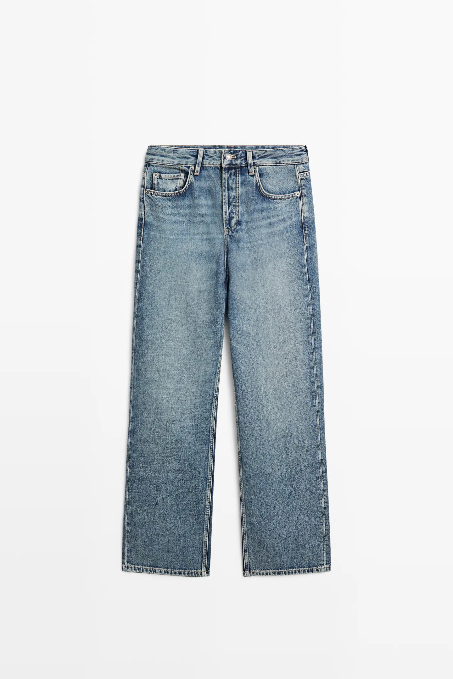 Wide-Leg-Jeans mit halbhohem Bund | Massimo Dutti DE
