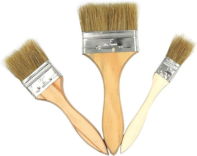 Ruwado 3 Pcs Flat Chip Paint Brush Wooden Stencil Natural Bristle Paintbrush for Wall Painting Wa... | Amazon (US)