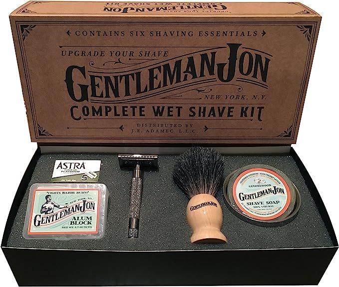 Gentleman Jon Complete Wet Shave Kit | Includes 6 Items: One Safety Razor, One Badger Hair Brush,... | Amazon (US)