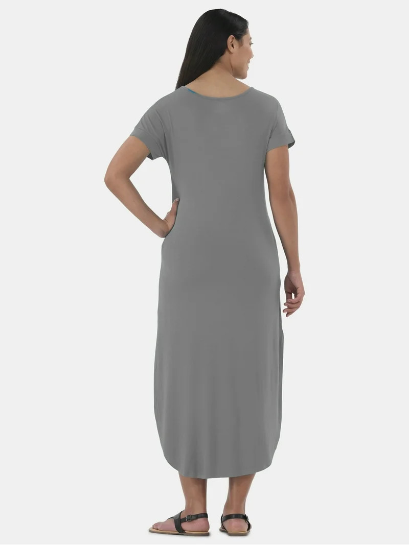 Time and Tru Women's Knit Maxi Dress with Short Sleeves, Sizes XS-XXXL | Walmart (US)
